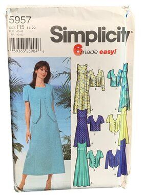 Simplicity 5957 Dress Jacket Pattern Misses Size 14-16-20-22 Uncut